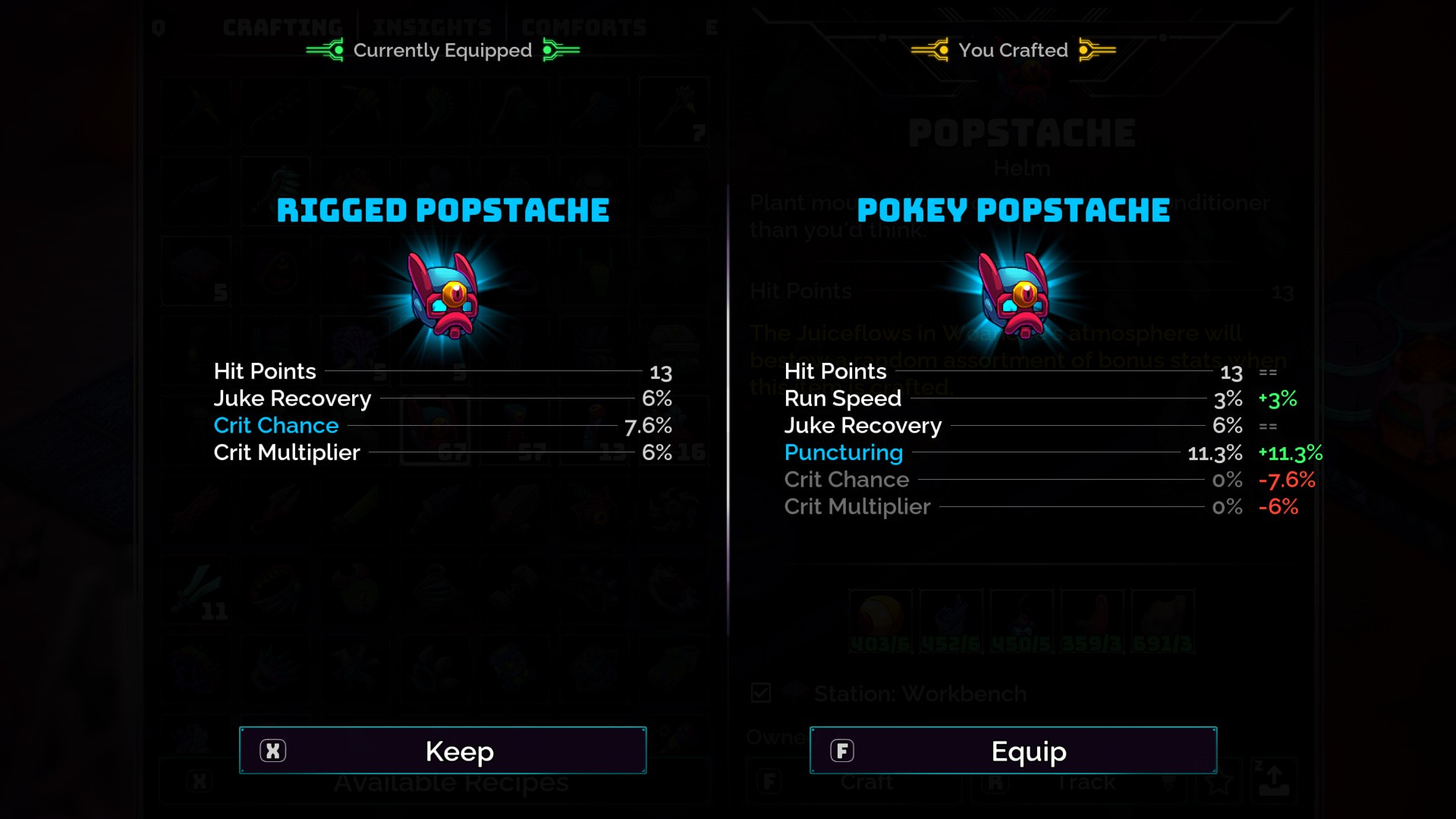 Image of armor crafting UI