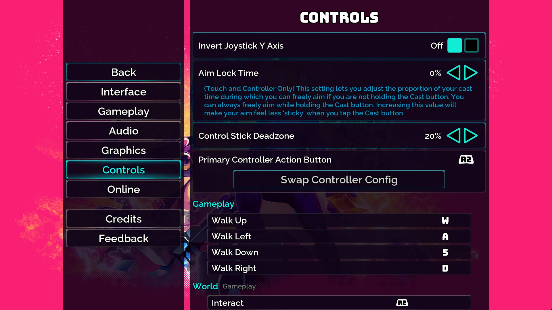 Image of the settings page with the new Configuration button