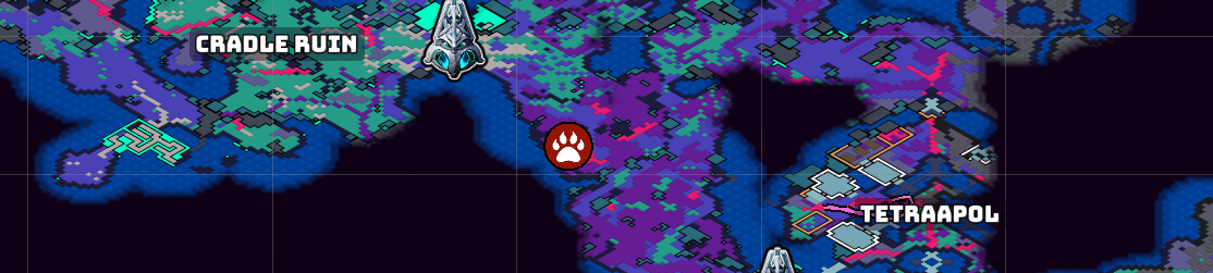 Image of the map showing the strange creatures marked